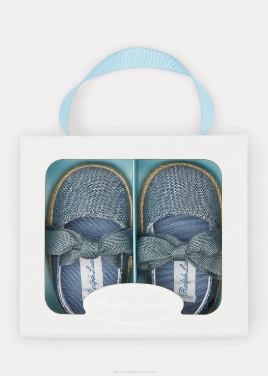 blå chambray baby Ralph Lauren bowman chambray espadrille Z426B8124