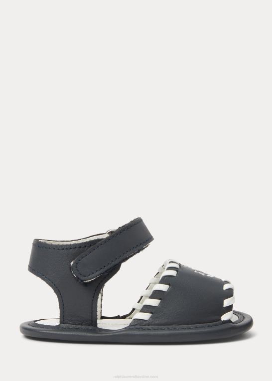 marineblå læder baby Ralph Lauren nautisk læder sandal Z426B8127