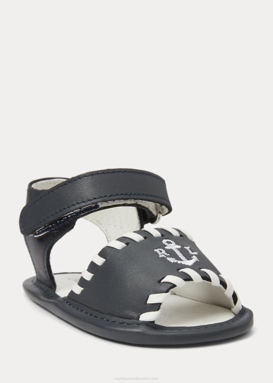marineblå læder baby Ralph Lauren nautisk læder sandal Z426B8127