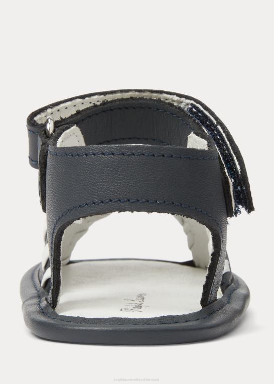marineblå læder baby Ralph Lauren nautisk læder sandal Z426B8127