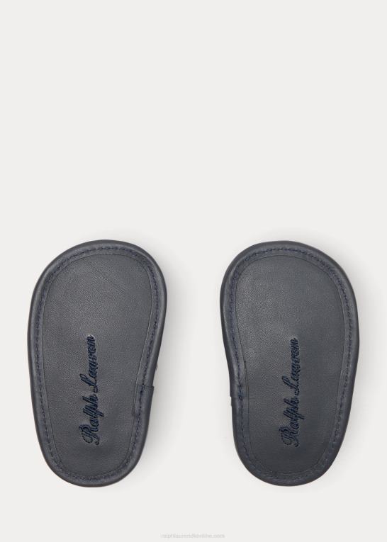 marineblå læder baby Ralph Lauren nautisk læder sandal Z426B8127