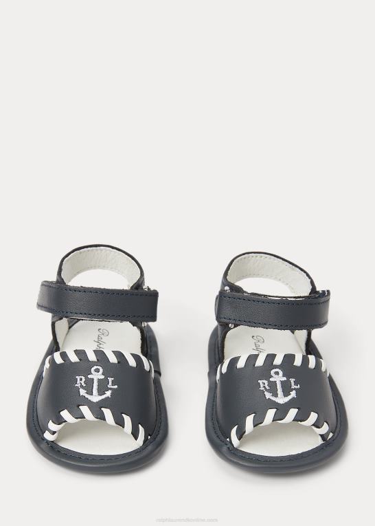marineblå læder baby Ralph Lauren nautisk læder sandal Z426B8127