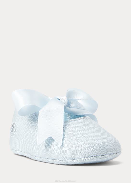 blåt linned baby Ralph Lauren briley bomuld mary jane hjemmesko Z426B8131