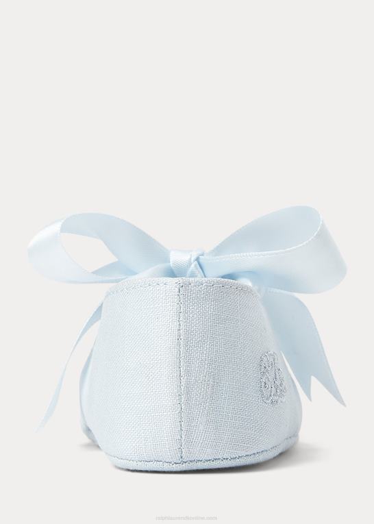 blåt linned baby Ralph Lauren briley bomuld mary jane hjemmesko Z426B8131