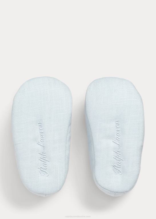 blåt linned baby Ralph Lauren briley bomuld mary jane hjemmesko Z426B8131