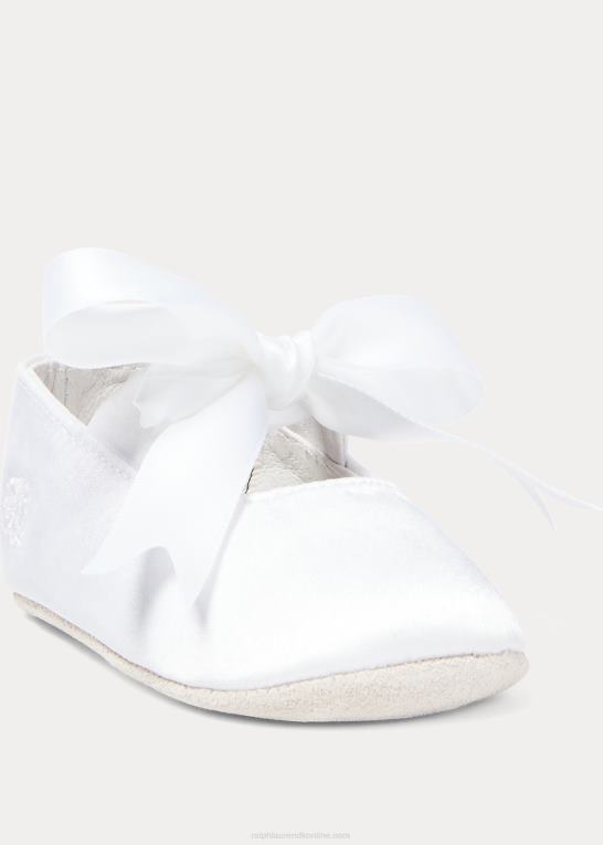 hvid satin baby Ralph Lauren briley satin mary jane hjemmesko Z426B8134