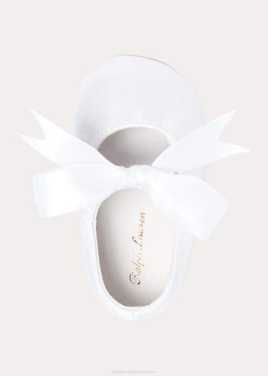 hvid satin baby Ralph Lauren briley satin mary jane hjemmesko Z426B8134