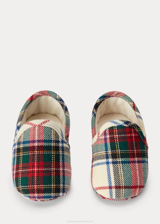 rød plaid baby Ralph Lauren tøfler i ask i plaid i bomuld Z426B8345