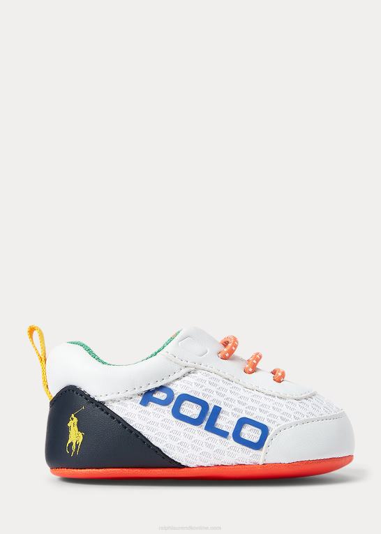 hvid multi baby Ralph Lauren tech racer mesh slip-on sneaker Z426B8118