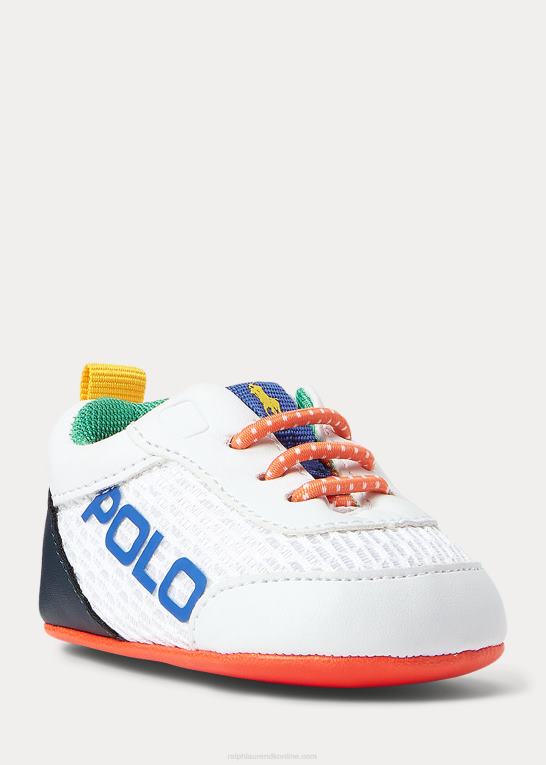 hvid multi baby Ralph Lauren tech racer mesh slip-on sneaker Z426B8118