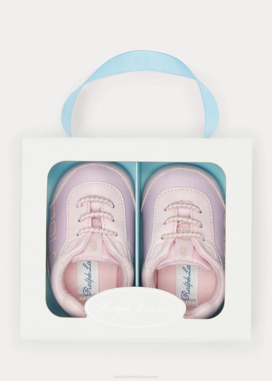 lys pink mesh baby Ralph Lauren tech racer ps sneaker i imiteret læder Z426B8123