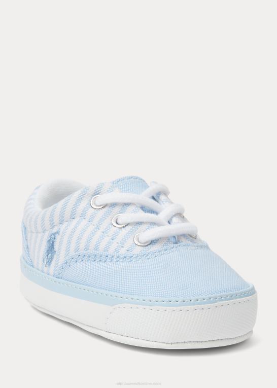 lyseblå baby Ralph Lauren keaton stribet canvas sneaker Z426B8120