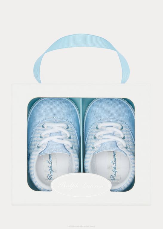 lyseblå baby Ralph Lauren keaton stribet canvas sneaker Z426B8120