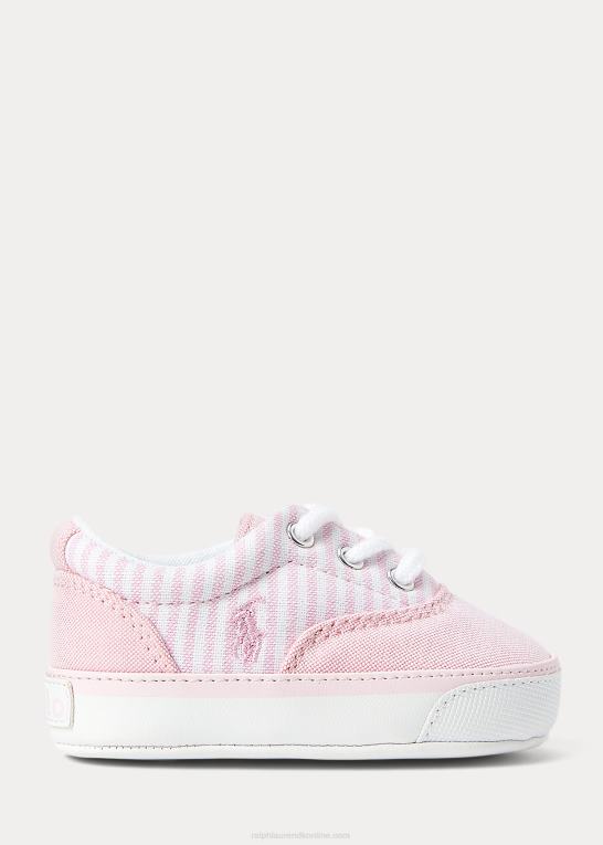 lyserøde striber baby Ralph Lauren keaton stribet canvas sneaker Z426B8121
