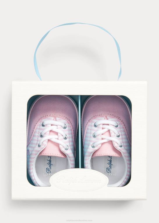 lyserøde striber baby Ralph Lauren keaton stribet canvas sneaker Z426B8121