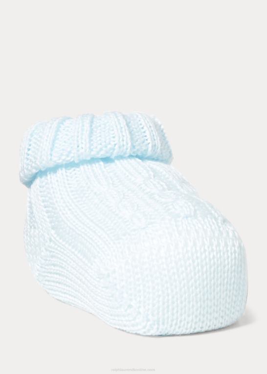 blå baby Ralph Lauren kabelstrikkede bomuldsstøvler Z426B8043