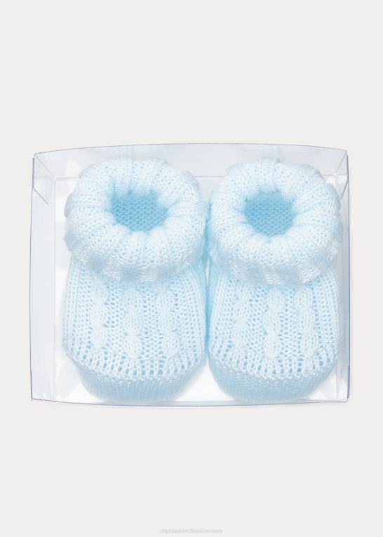 blå baby Ralph Lauren kabelstrikkede bomuldsstøvler Z426B8043