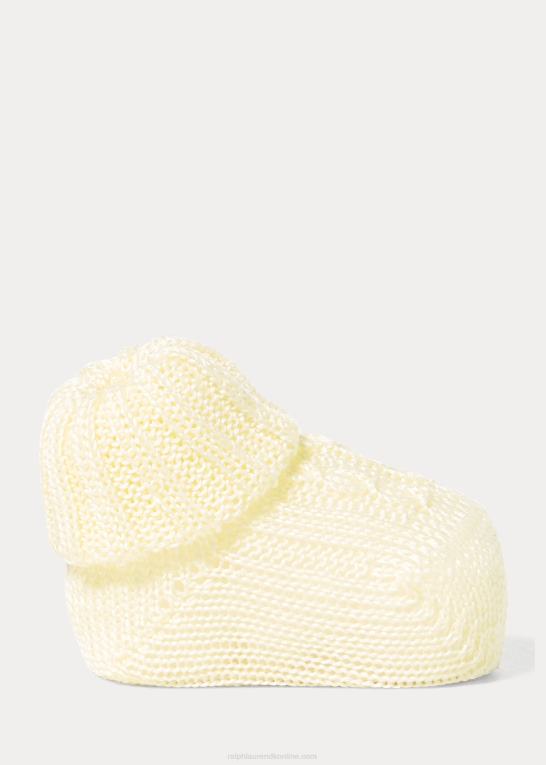 blød gul baby Ralph Lauren kabelstrikkede bomuldsstøvler Z426B8044
