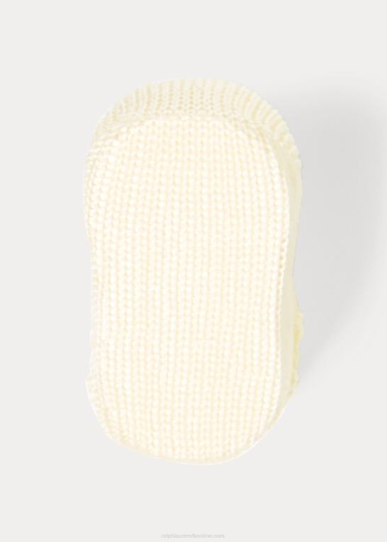 blød gul baby Ralph Lauren kabelstrikkede bomuldsstøvler Z426B8044