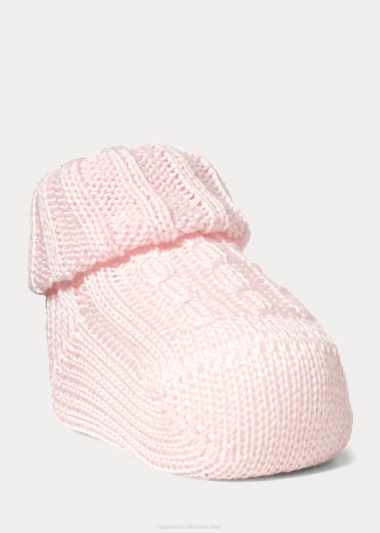 lyserød baby Ralph Lauren kabelstrikket støvle i bomuldsblanding Z426B8045