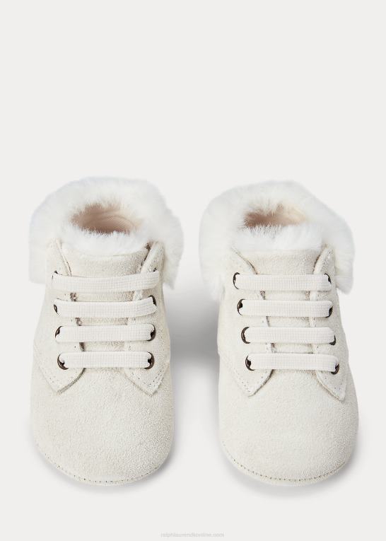 pergament creme baby Ralph Lauren burnley faux-shearling ruskindsstøvle Z426B8351
