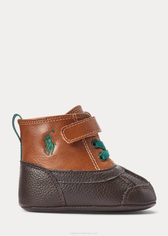 solbrun bruneret baby Ralph Lauren barnes ii støvle i imiteret læder Z426B8350