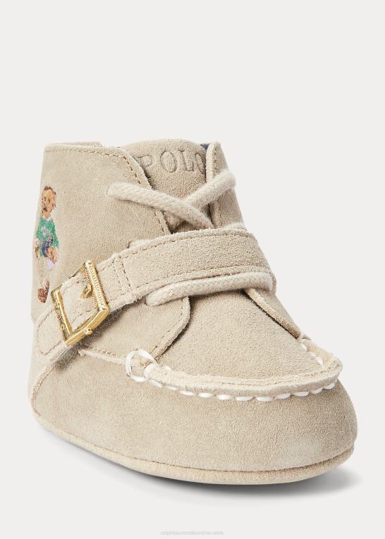 tan multi baby Ralph Lauren ranger polobjørnestøvle i ruskind med høj top Z426B8348