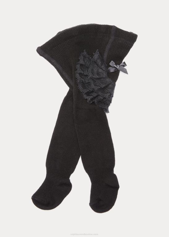 sort baby Ralph Lauren flæsede blonde strømpebukser Z426B8058