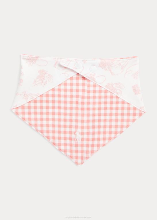 lyserød have/gingham baby Ralph Lauren vendbar interlock hagesmæk i bomuld Z426B8068
