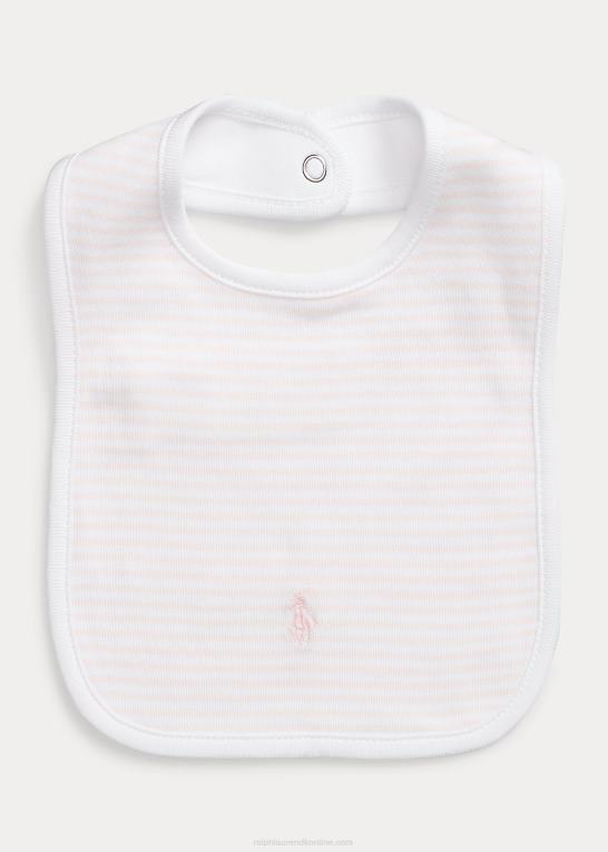 sart pink/hvid baby Ralph Lauren stribet hagesmæk i økologisk bomuld Z426B8065