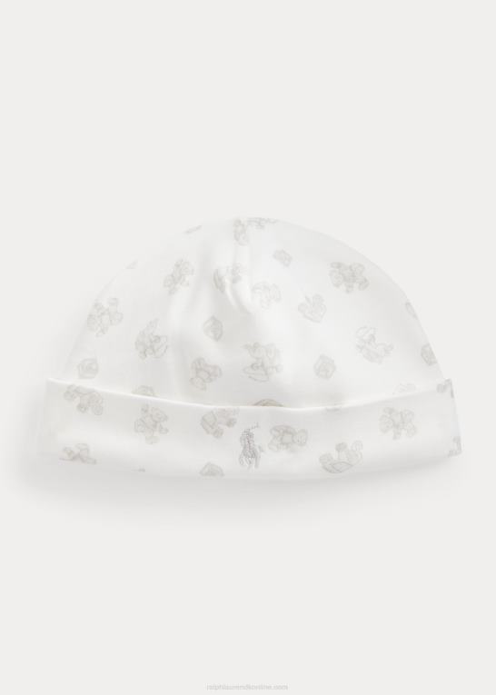 grå multi baby Ralph Lauren hue i økologisk bomuld med bjørnetryk Z426B8025