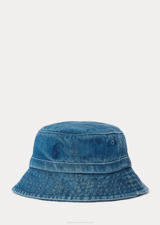 medium vask denim baby Ralph Lauren indigo-farvet denim bøttehat Z426B8018