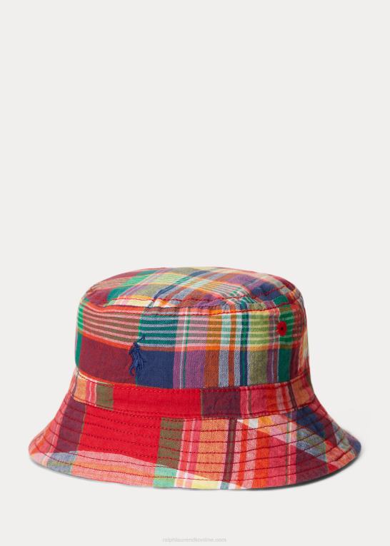 rød/marine multi baby Ralph Lauren vendbar bøttehat i bomuld Z426B8339