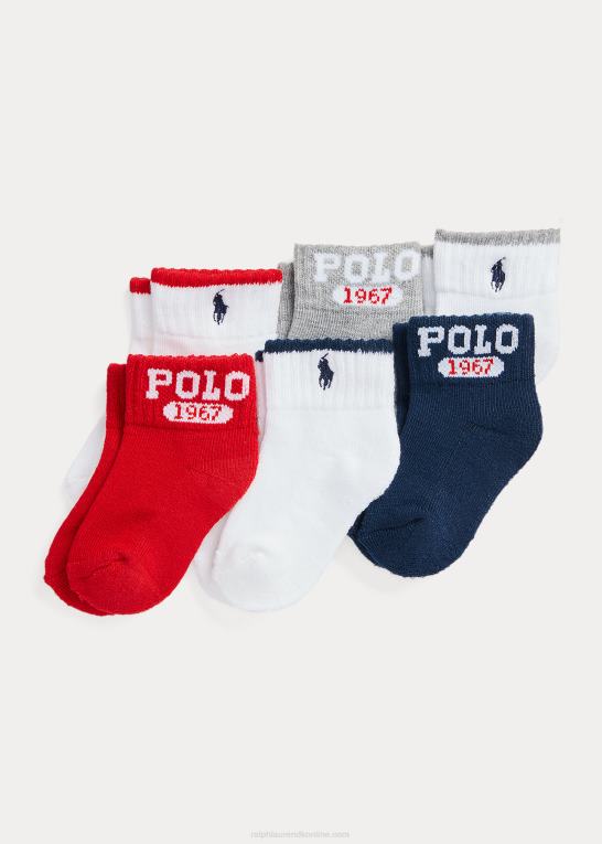 assorteret baby Ralph Lauren logo crew sok 6-pak Z426B8047