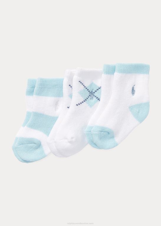 hvid baby Ralph Lauren frottéstrømpe tre-pak Z426B10039