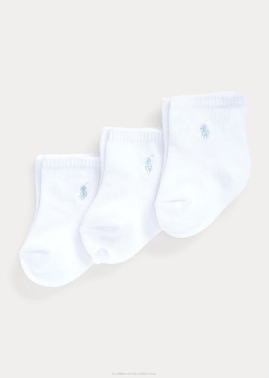 hvid baby Ralph Lauren stretch crew sok 3-pak Z426B8050