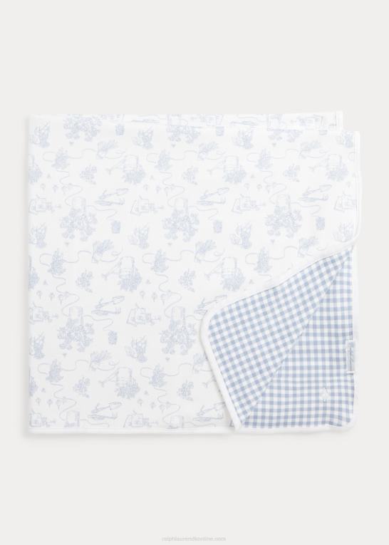 blå havetoile multi baby Ralph Lauren vendbart interlocktæppe i bomuld Z426B8089