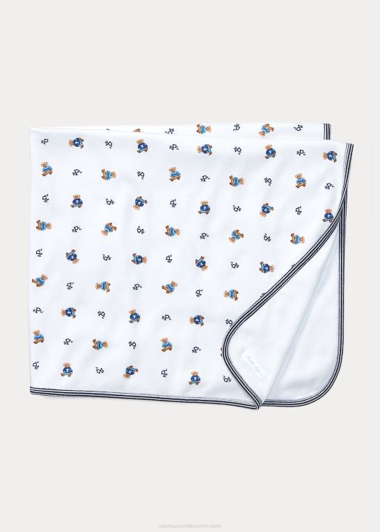 hvid multi/raffineret navy baby Ralph Lauren polobjørn bomuldstæppe Z426B8078