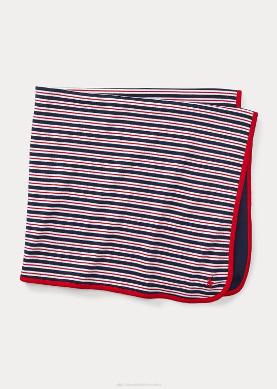 raffineret marine multi baby Ralph Lauren stribet bomuldstæppe Z426B8079