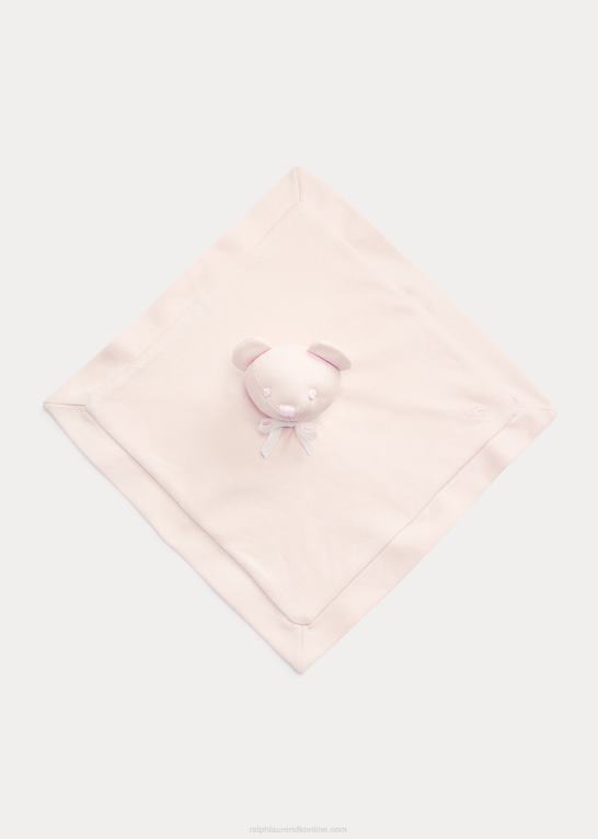sart lyserød baby Ralph Lauren økologisk interlock bear dejligt tæppe Z426B8092