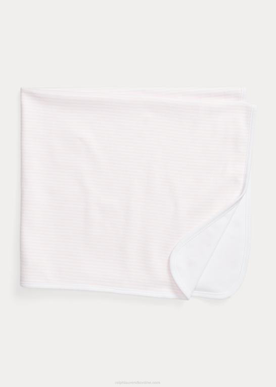 sart pink/hvid baby Ralph Lauren stribet tæppe i økologisk bomuld Z426B8088