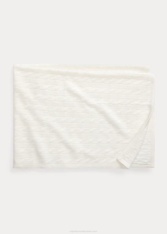 varm hvid baby Ralph Lauren kashmir tæppe Z426B8071