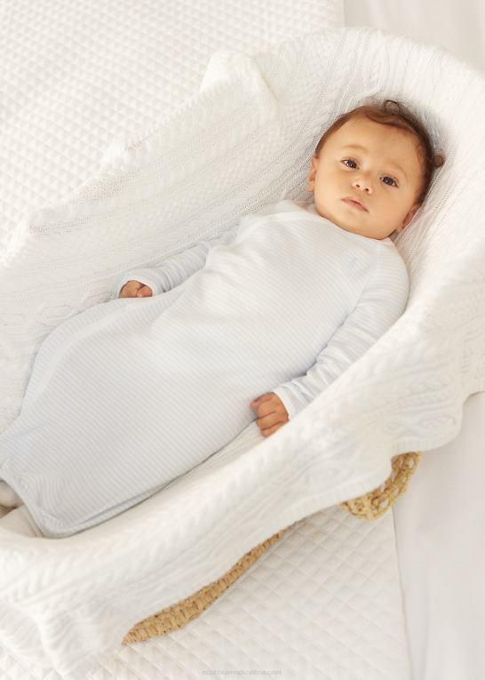 beryl blå/hvid baby Ralph Lauren stribet interlock-kjole i bomuld Z426B8181