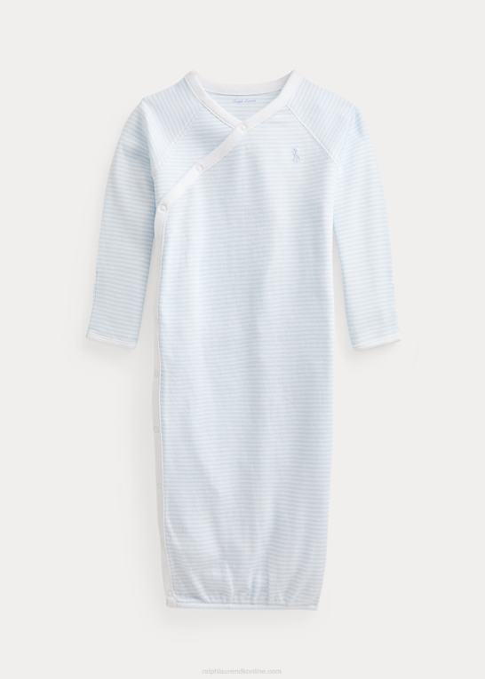 beryl blå/hvid baby Ralph Lauren stribet interlock-kjole i bomuld Z426B8181