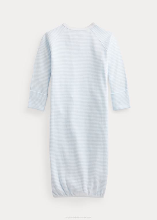 beryl blå/hvid baby Ralph Lauren stribet interlock-kjole i bomuld Z426B8181