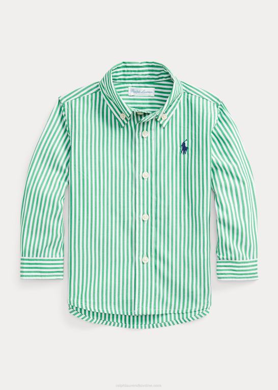 grøn/hvid baby Ralph Lauren stribet poplinskjorte i bomuld Z426B8278
