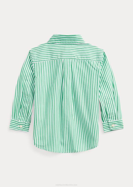 grøn/hvid baby Ralph Lauren stribet poplinskjorte i bomuld Z426B8278
