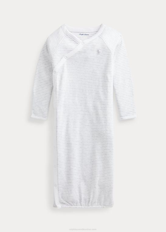 kvartslyng/hvid baby Ralph Lauren stribet interlock-kjole i bomuld Z426B8177