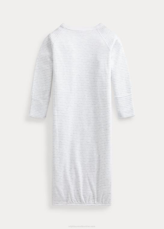 kvartslyng/hvid baby Ralph Lauren stribet interlock-kjole i bomuld Z426B8177