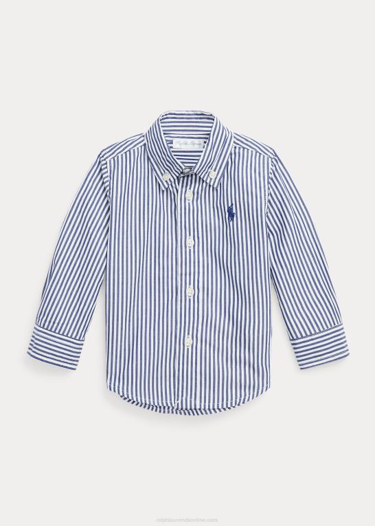 marineblå/hvid baby Ralph Lauren stribet poplinskjorte i bomuld Z426B8279